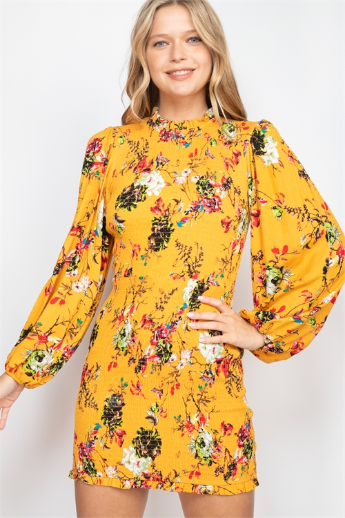 S8-14-4-D2910 MUSTARD WITH FLOWER DRESS 2-2-2