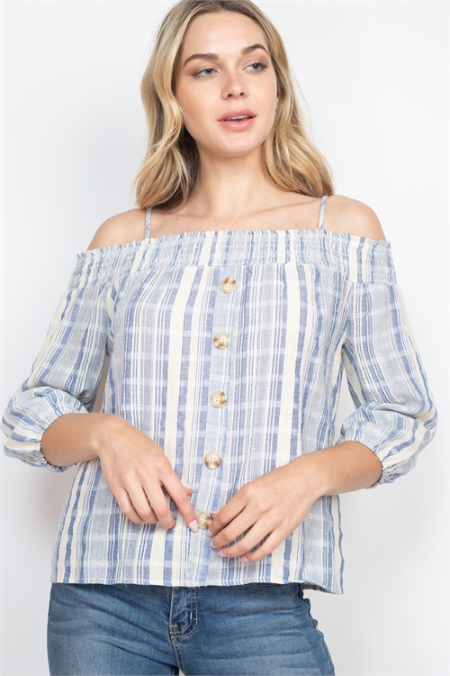 S12-6-3-T1026 BLUE STRIPES TOP 2-2-2