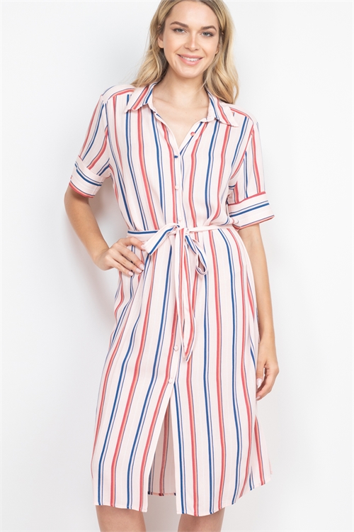 S16-1-4-D3940 BLUSH NAVY STRIPES DRESS 2-2-2