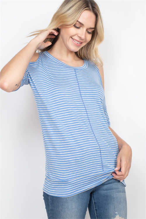 C44-A-1-T71479-1 BLUE STRIPES TOP 2-2-2