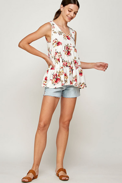 C58-A-1-WT2446-2 IVORY FLORAL TOP 2-2-2