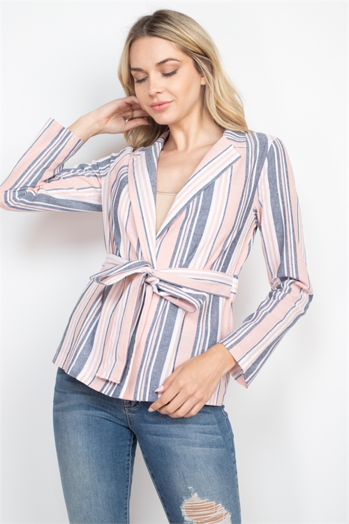 S8-7-4-J31769-104 BLUSH GRAY STRIPES JACKET 2-2-2