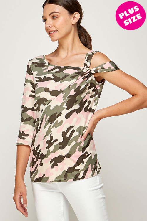 C46-A-3-WT2455-1X PINK CAMOUFLAGE PLUS SIZE TOP 2-2-2 (NOW $3.50 ONLY!)