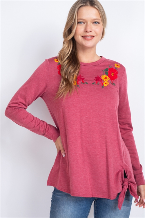 C30-A-3-T6013-BERRY FLOWER EMBROIDERED TOP 2-2-2