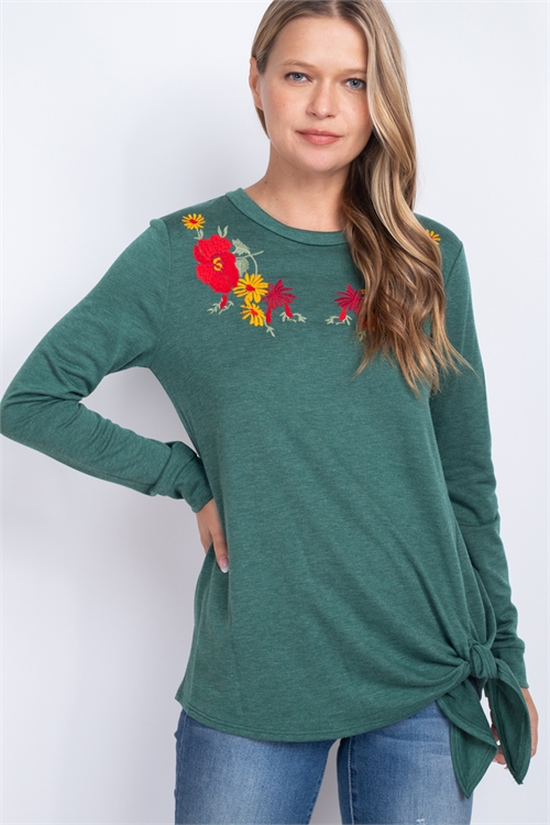 C36-A-1-T6013-JADE FLOWER EMBROIDERED TOP 1-2-2