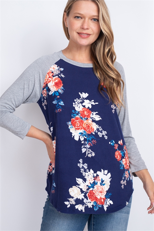 C46-A-1-T6501-NAVY FLORAL TOP 1-2