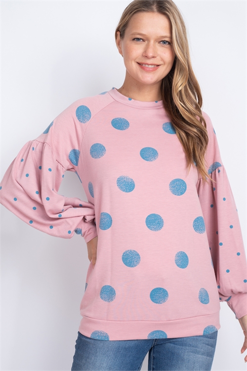 S11-1-3-T6687-MAUVE POLKA DOT TOP 2-2-2 (NOW $3.75 ONLY!)