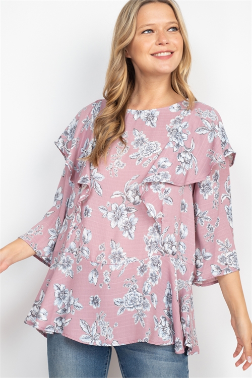 C32-A2-T7945-PINK FLORAL PRINT TOP 2-2-2