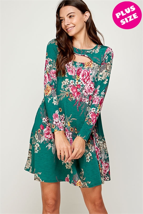 C42-A-2-WD4462X-GREEN FLORAL DRESS 2-2-2