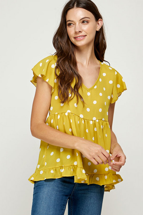 C56-B-2-WT2458-3 MUSTARD DOTS TOP 2-2-2