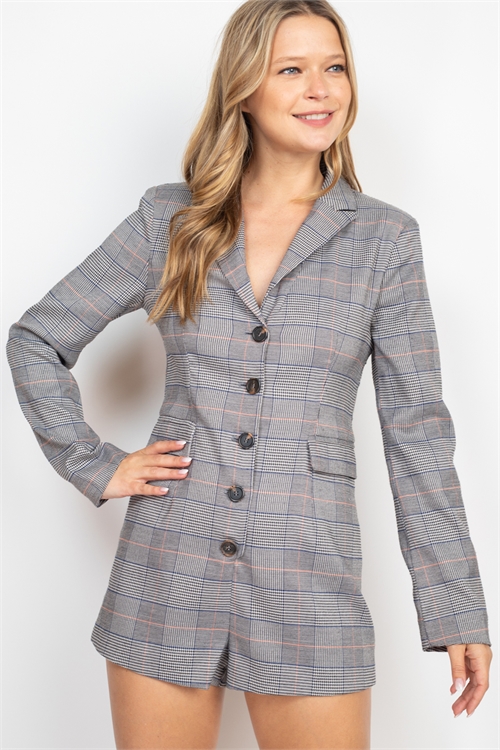 S15-9-3-R1699 GRAY CHECKERED ROMPER 3-2-1