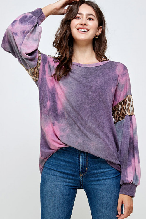 S9-11-3-WT2364 PURPLE TIE DYE TOP 2-2-2