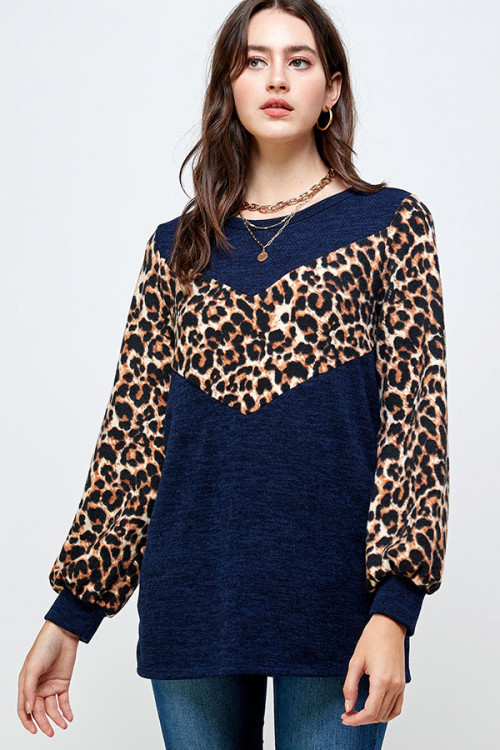 S9-13-3-WT2348 CHARCOAL LEOPARD PRINT TOP 2-2-2