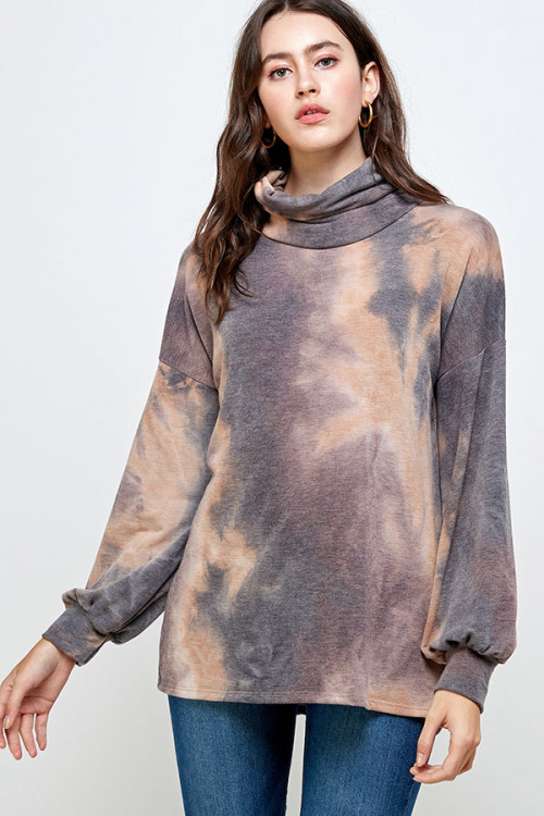 S9-13-3-WT23570 BROWN PEACH TIE DYE TOP 2-2-2