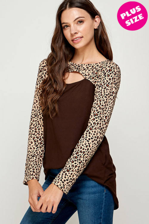 C20-A-1-WT2462CX BROWN LEOPARD PLUS SIZE TOP 2-2-2