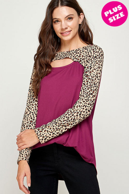 C20-A-1-WT2462CX MAGENTA LEOPARD PLUS SIZE TOP 2-2-2