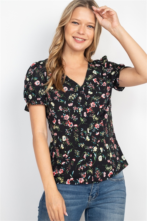 S14-4-4-T12909 BLACK FLORAL TOP 2-2-2