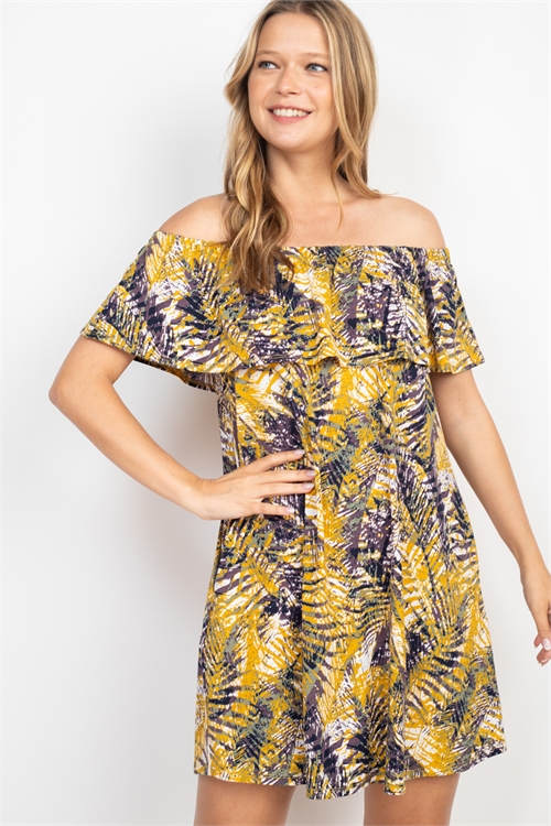 C42-A-1-D9543 MUSTARD PRINT DRESS 1-3-1