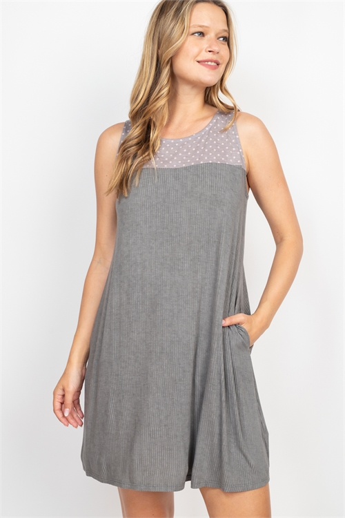 C62-A-1-D1014 CHARCOAL MAUVE DRESS 1-1-1