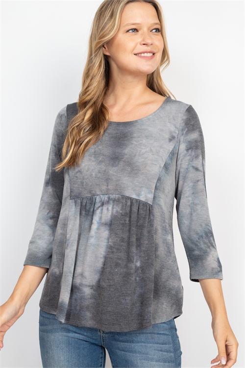 C20-B-3-T9556 GRAY TIE DYE TOP 2-2-2