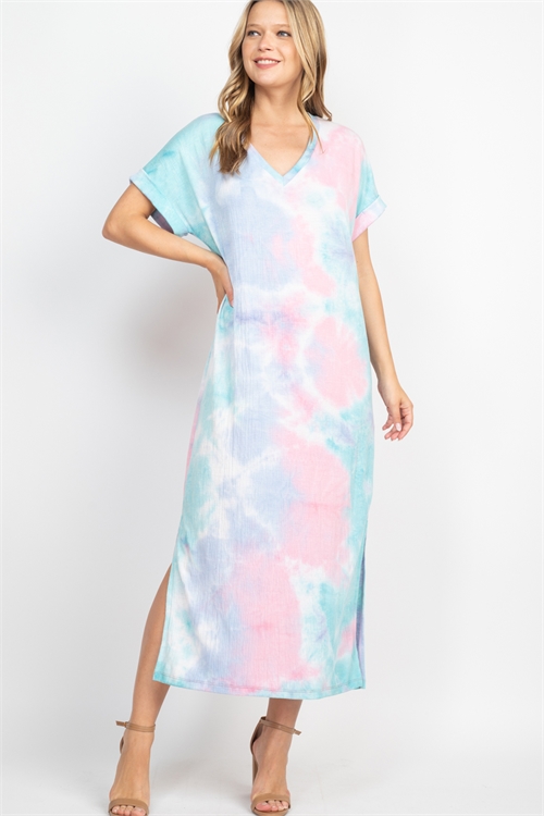 C32-A-1-D8915 BLUE PINK TIE DYE DRESS 2-2-2