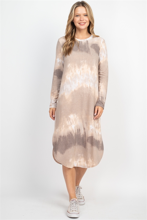 C34-A-2-D9039 TAUPE TIE DYE DRESS 2-2-2