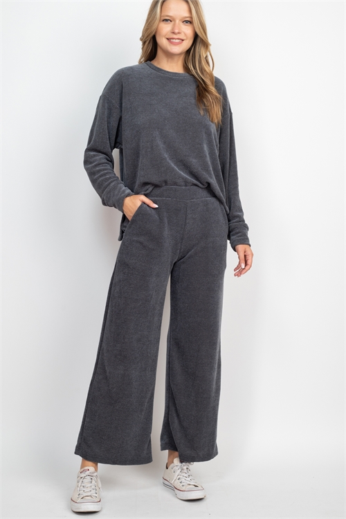 C56-A-3-SET9005 CHARCOAL TOP & PANTS SET 2-2-2