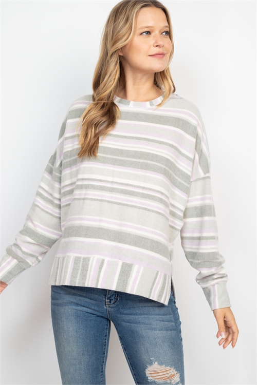 C64-A-1-T9002 SAGE LAVENDER STRIPES TOP 2-2-2