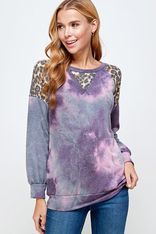 S15-5-3-WT2352 PURPLE GRAY TIE DYE TOP 2-2-2