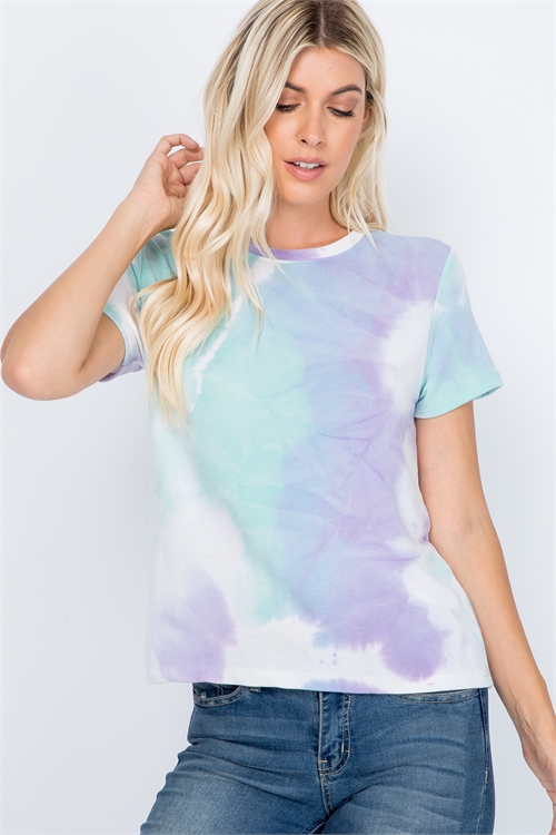 C40-B-2-T5992-7 PURPLE MULTI TIE DYE TOP 3-2-1