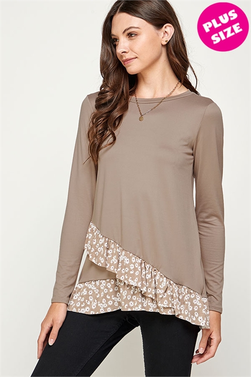 C64-A-1-WT2469X TAUPE PLUS SIZE TOP 2-2-2