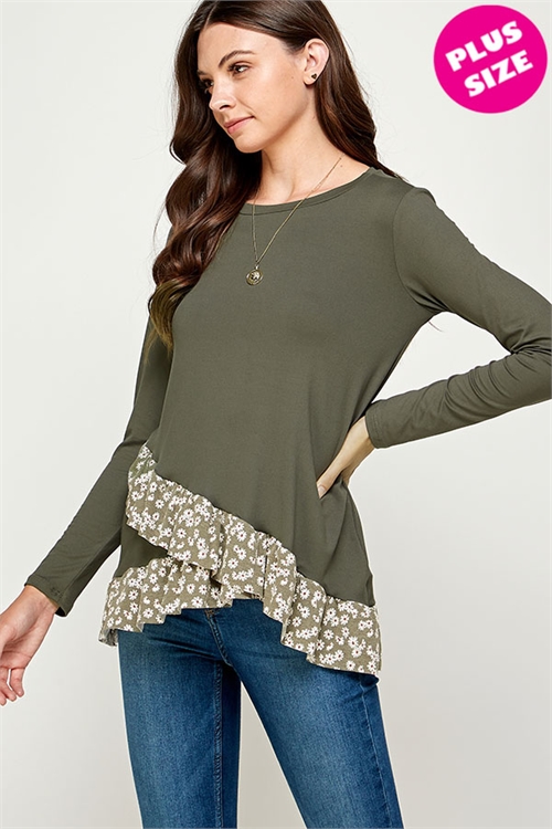 C64-A-1-WT2469X OLIVE PLUS SIZE TOP 2-2-2