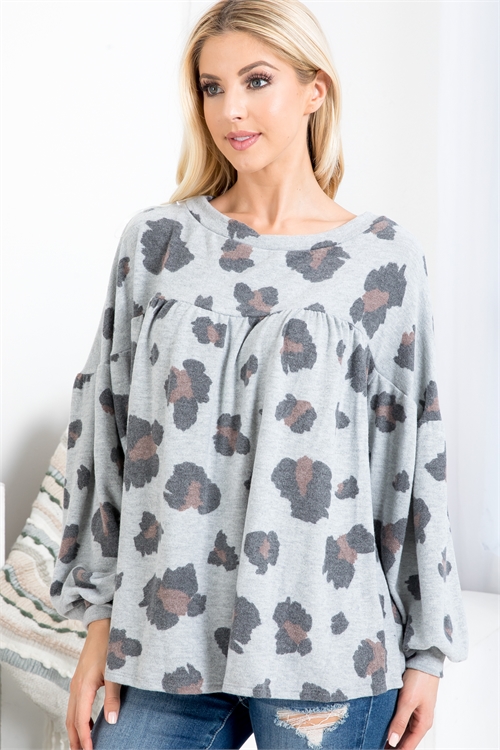 C52-A-1-AT4308 HEATHER GRAY PRINT TOP 2-2-2