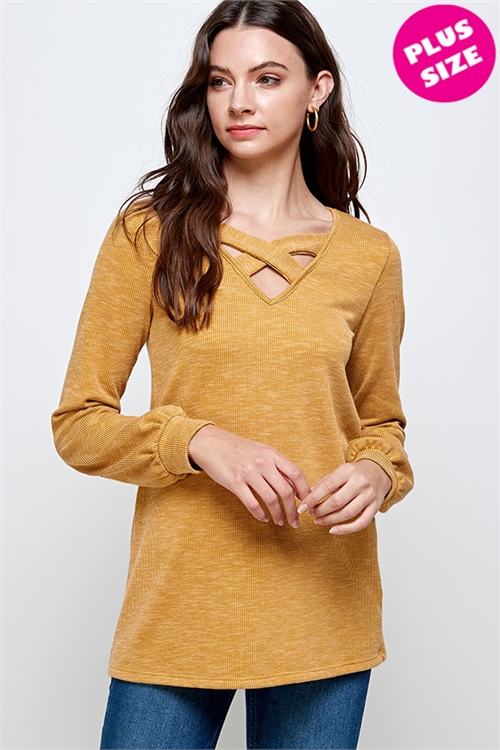 S5-10-3-WT2345-1X MUSTARD PLUS SIZE TOP 2-2-2