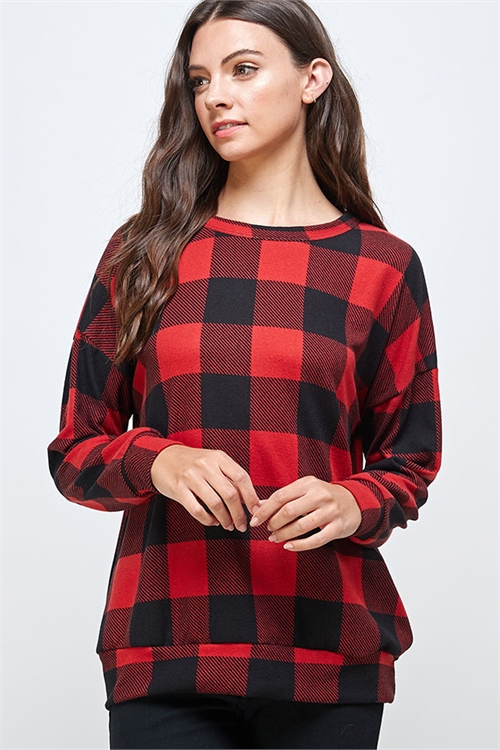 S4-10-3-WT2260-1 RED BLACK CHECKERED TOP 2-2-2