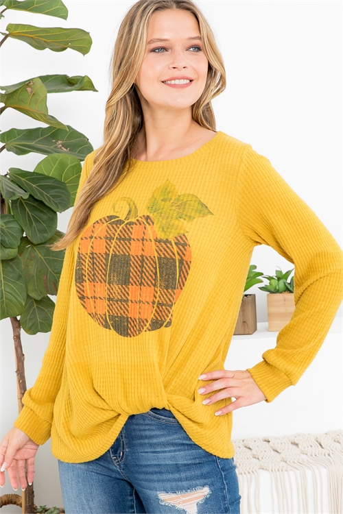 S8-14-1-T880 MUSTARD PLAID PUMPKIN TOP 1-2-2-1