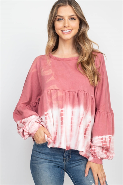 C12-A-3-NA-T81939-02 MAUVE IVORY TIE DYE TOP 2-2-2