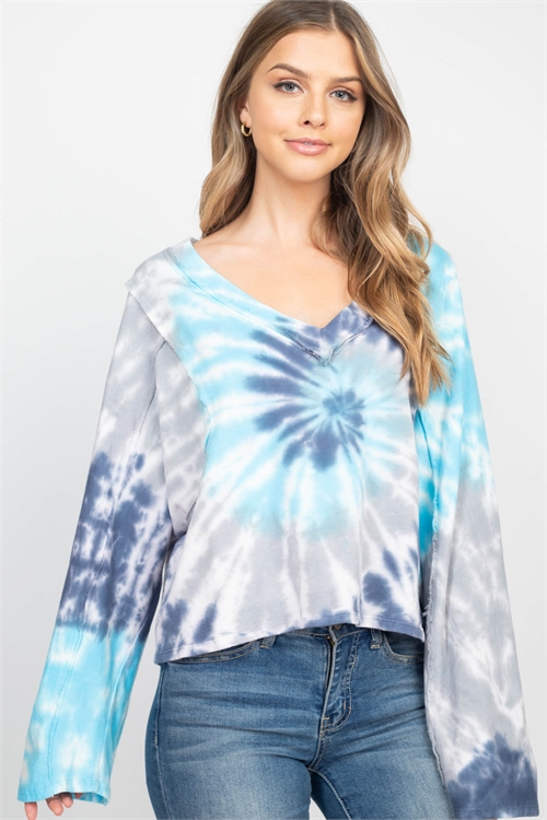 C66-A-3-NA-T83121-01 BLUE GRAY TIE DYE TOP 2-2-2