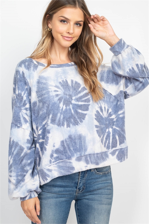 C36-B-2-NA-T74351-01 NAVY IVORY TIE DYE TOP 2-2-2