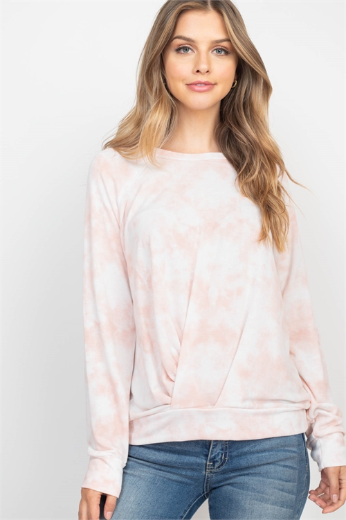 C64-B-3-NA-T74522-02 IVORY BLUSH TIE DYE TOP 2-2-2