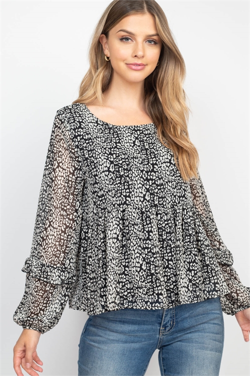 C76-B-1-NA-T83287-01 BLACK IVORY PRINT TOP 2-2-2