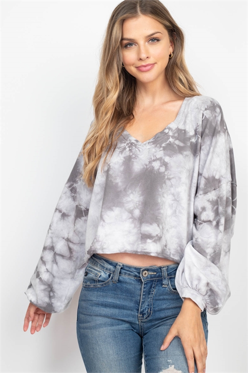 C20-A-2-NA-T81423-12 GRAY TIE DYE TOP 2-2-2