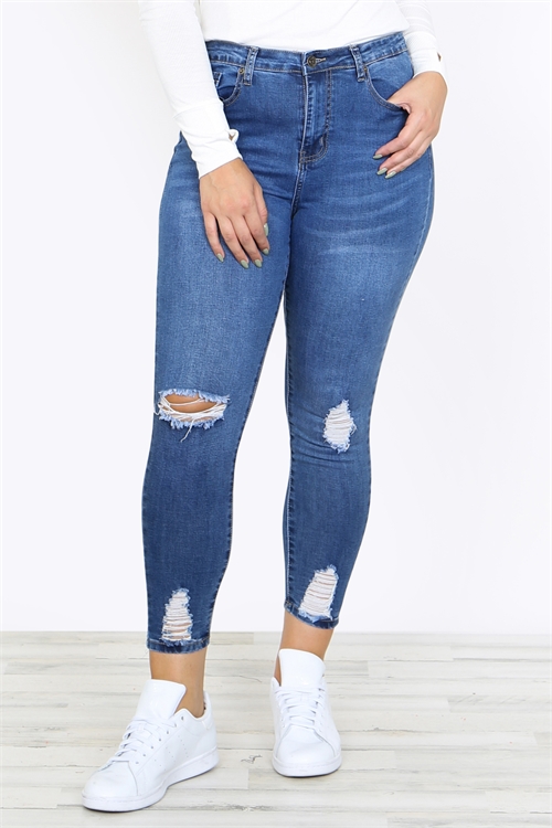 S9-7-2-J8448X MEDIUM BLUE PLUS SIZE JEANS 2-4-4-2