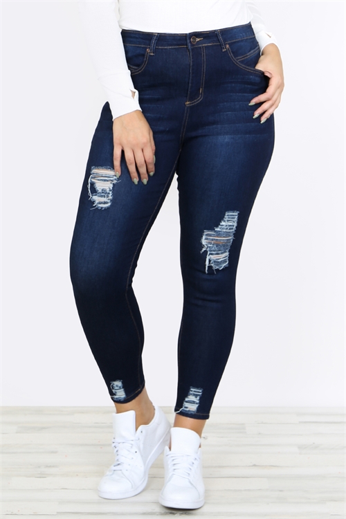 S10-6-2-J8436X DARK BLUE PLUS SIZE JEANS 2-4-4-2