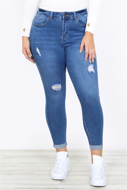 S9-3-2-J8439X MEDIUM BLUE PLUS SIZE JEANS 2-4-4-2