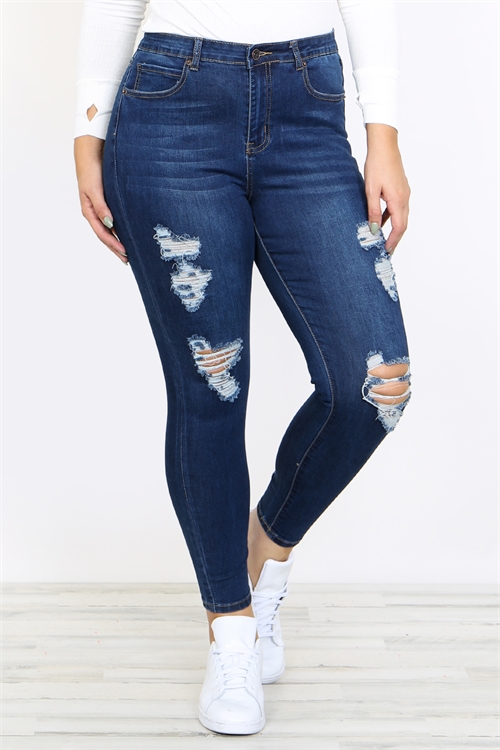 S7-1-3-J8477X DARK BLUE PLUS SIZE JEANS 2-4-4-2