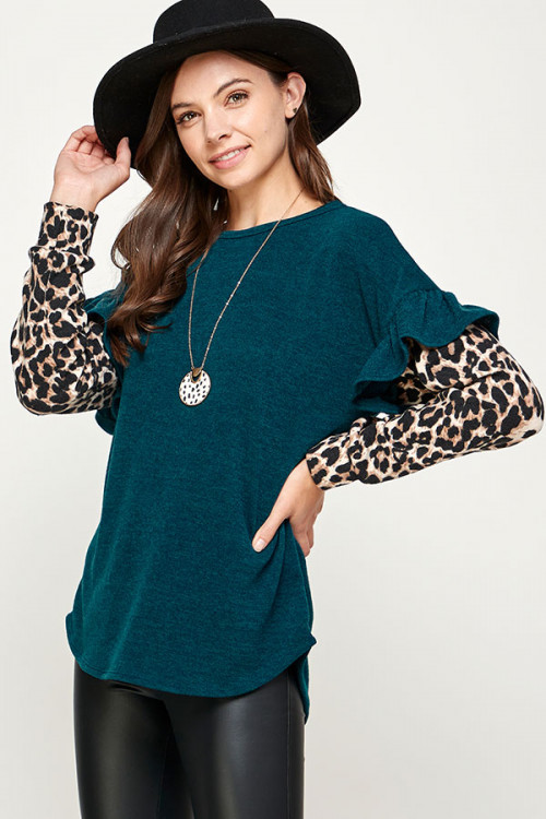 C22-A-1-WT2475 TEAL ANIMAL PRINT TOP 2-1-1