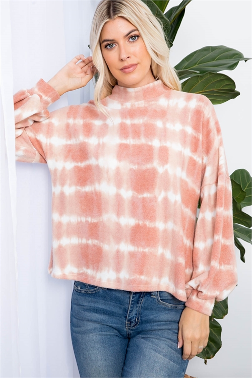 SA3-6-3-AT4872 RUST TIE DYE TOP 2-2-2