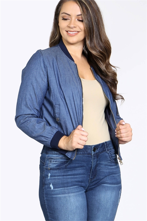 S5-9-1-J8001X MEDIUM BLUE PLUS SIZE JACKET 3-2-1