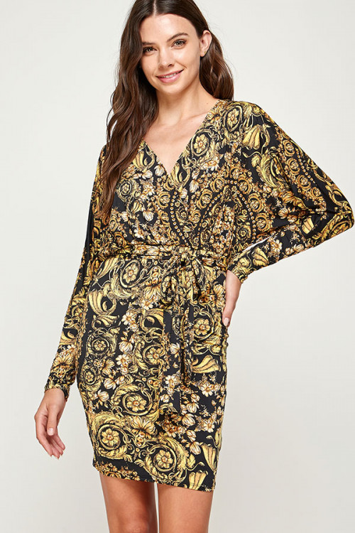 C70-A-3-WD1122-1 BLACK GOLD PRINT DRESS 2-2-2